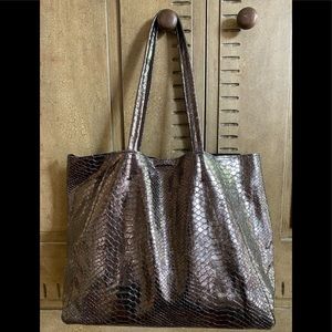 Streets Ahead Embossed Snakeskin Leather Tote